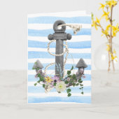 Carte ancre nautique et bouquet floral (Fleur jaune)