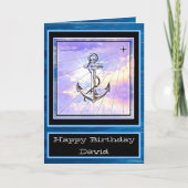 Carte Ancre nautique et Seahorse Joyeux anniversaire (Devant)