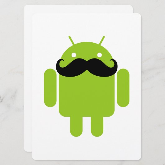 Carte Android Robot Moustache (Devant / Derrière)