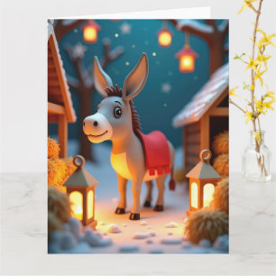 Carte Âne doux dans une scène de Noël de la Nativité enn