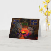 Carte âne et éléphant par le feu (Fleur jaune)