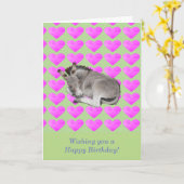 Carte Âne mignon au coeur rose (Fleur jaune)