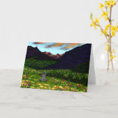 Carte âne regardant les montagnes (Fleur jaune)