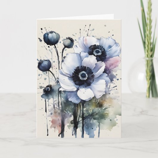 Carte Anémone - Fleurs aquarelle (Devant)