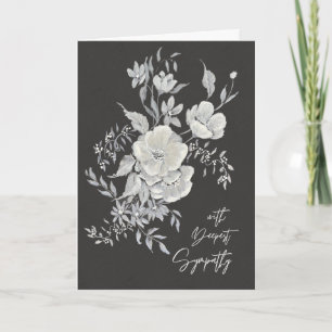 Carte Anémones blanches Élégante florale noire et ivoire