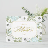 Carte Anémones Bleu Floral Bonne fête des mères (Debout devant)