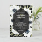 Carte Anemones Botanical Black and White Wedding Invite (Debout devant)