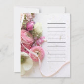 Carte Anémones, ranunculus, ruban de mariage (Dos)