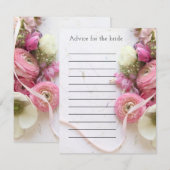 Carte Anémones, ranunculus, ruban de mariage (Devant / Derrière)