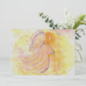 Carte Ange à l'aquarelle rose (Debout devant)