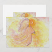 Carte Ange à l'aquarelle rose (Devant / Derrière)