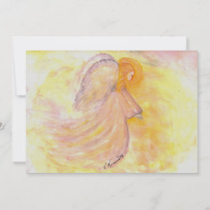 Carte Ange à l'aquarelle rose
