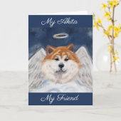 Carte ange Akita (Fleur jaune)