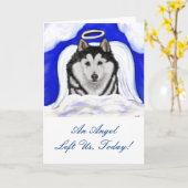 Carte Ange Alaskan Malamute (Fleur jaune)