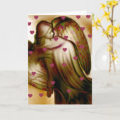 Carte  Ange avec coeurs (Fleur jaune)