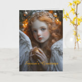 Carte Ange Avec Ornement De Noël (Fleur jaune)