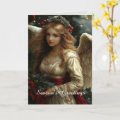 Carte Ange avec Red Sash Noël (Fleur jaune)