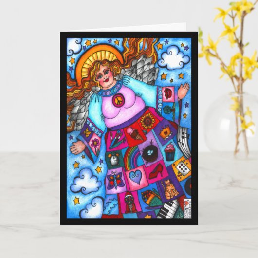 Carte Ange Bénédiction Abondante (Fleur jaune)