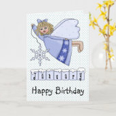 Carte Ange d'anniversaire de janvier (Fleur jaune)