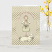 Carte Ange de la fille communion (Fleur jaune)