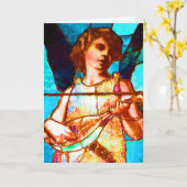 Carte Ange de musical en verre souillé de Tiffany (Fleur jaune)