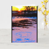 Carte Ange de neige au coucher du soleil pensant à vous (Fleur jaune)