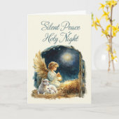 Carte Ange de Noël à Manger Silence Paix Sainte Nuit (Fleur jaune)