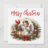 Carte Ange de Noël et cardinaux (Devant)
