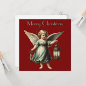 Carte Ange de Noël et lanterne (Devant/Arrière en situation)