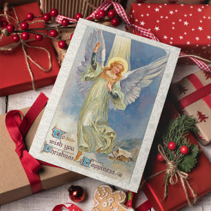 Carte Ange de Noël volant vintage