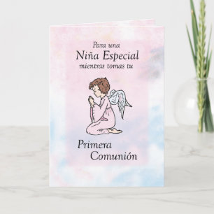 Carte Ange de prière de communion de fille premier,