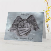 Carte Ange Eros en amour , je t'aime , Saint Valentin (Fleur jaune)