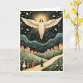 Carte Ange Gardien au-dessus du village (Fleur jaune)