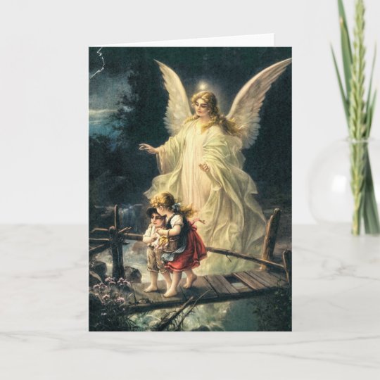 Carte Ange Gardien Avec Deux Enfants Sur Pont Zazzle Be