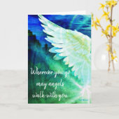 Carte Ange Gardien Bleu – Les Anges Marchent Avec (Fleur jaune)