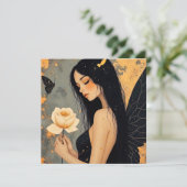 Carte Ange gothique et Rose Vide (Debout devant)