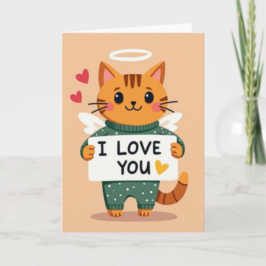 Carte Ange 'Je T'Aime Kitty' (Devant)