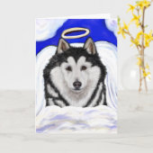 Carte Ange Malamute d'Alaska (Fleur jaune)