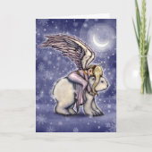 Carte Ange montant l'ours polaire Art de vacances de Noë (Devant)