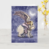 Carte Ange montant l'ours polaire Noël Art de vacances (Fleur jaune)