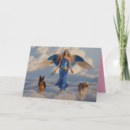 Carte ange promène chien 5 (Devant)