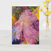 Carte Ange rose avec l'enfant (Fleur jaune)