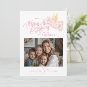 Carte Ange Rose Pastel Photo de Joyeux Noël