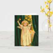 Carte Ange sonnant la cloche pour Noël (Fleur jaune)