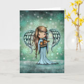 Carte Ange tenant Noël de faon (Fleur jaune)