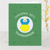 Carte Ange ukrainien drapeau de Noël personnalisé (Fleur jaune)