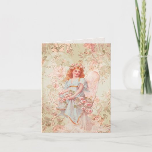 Carte Angel avec fleurs (Devant)