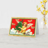 Carte Angel en Jaune portant un arbre de Noël (Fleur jaune)