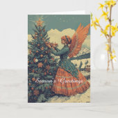 Carte Angel en robe victorienne Noël (Fleur jaune)