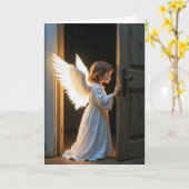 Carte Angel Girl autour d'une porte (Fleur jaune)